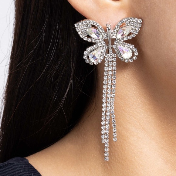 Iridescent Butterfly Earrings - Picture 2 of 2